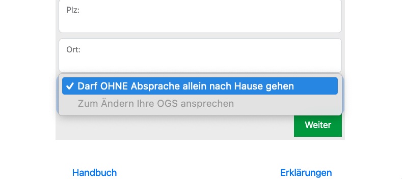el-be.app Registrierung Mein Kind - Darf NICHT ohne Absprache allein nach Hause gehen